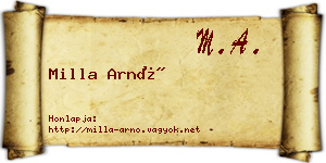 Milla Arnó névjegykártya